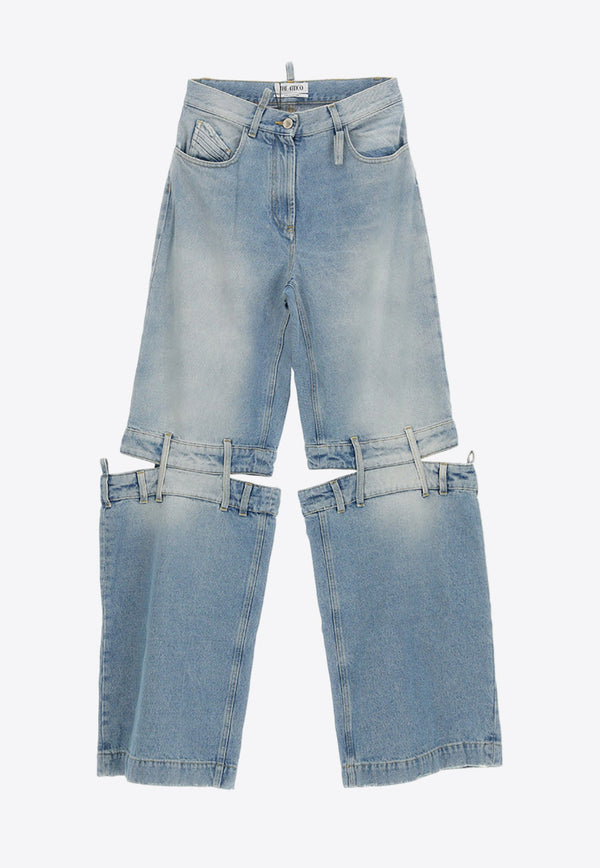 Cut-Out Straight-Leg Jeans