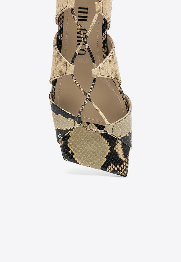 Snakeskin Wraparound Flat Sandals