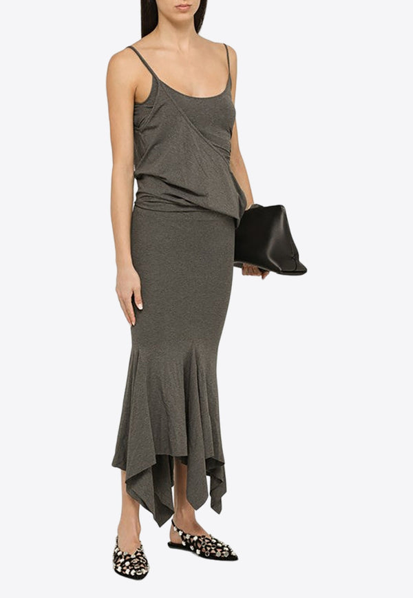 Asymmetric Draped Midi Dress