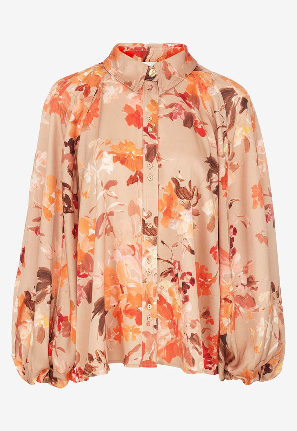 Floral Print Transept Crepe Blouse