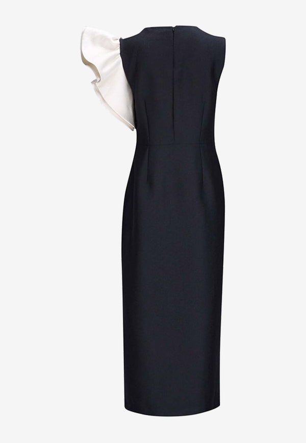 Franz Crepe Two-Tone Midi Dress