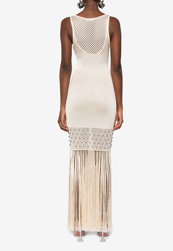 Fringed Sleeveless Maxi Dress