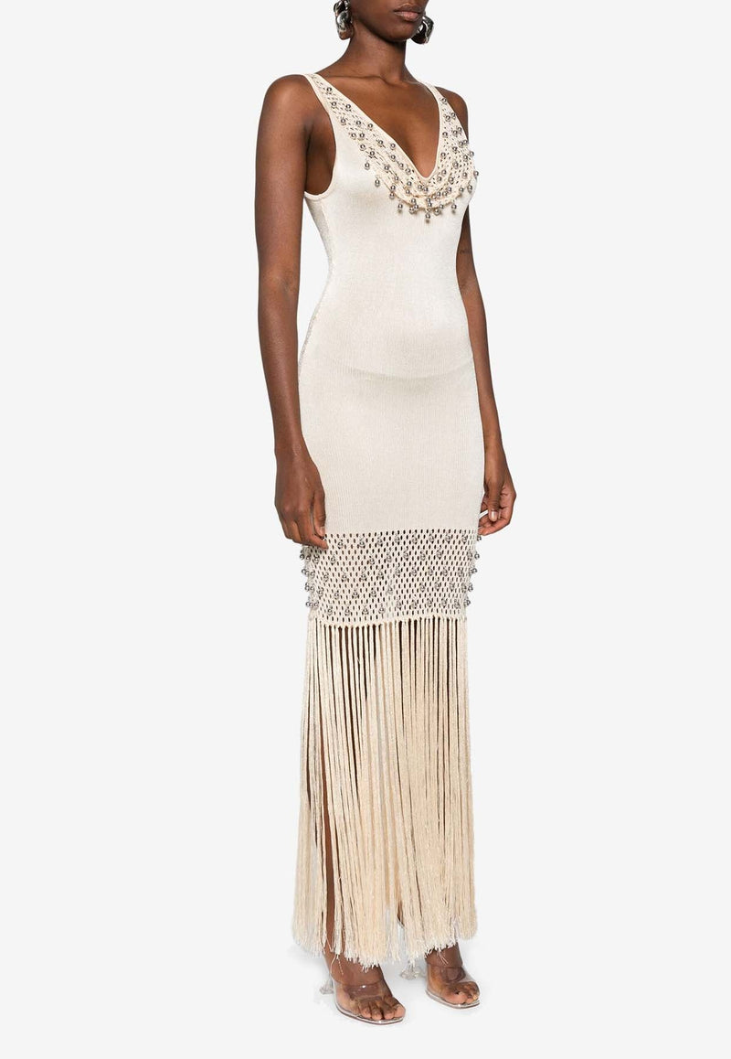 Fringed Sleeveless Maxi Dress