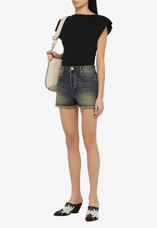 Washed-Out Denim Shorts
