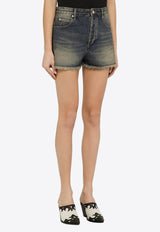 Washed-Out Denim Shorts