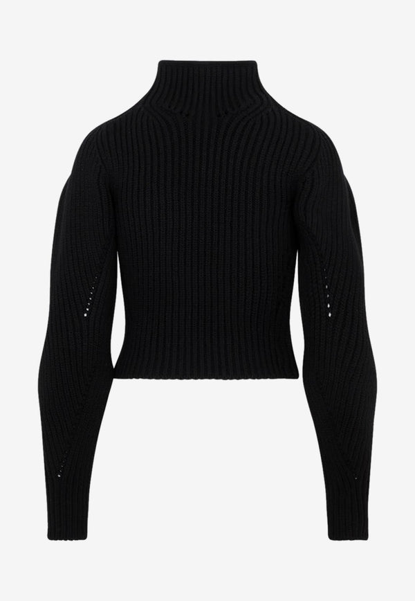 High Neck Rib-Knit Sweater