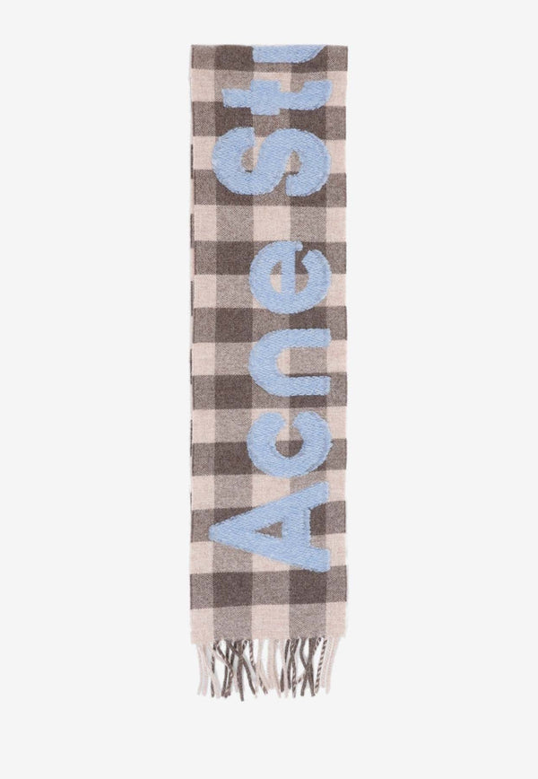 Logo Checked Wool Scarf