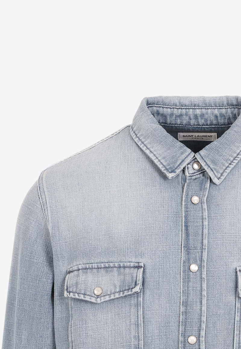 Washed-Out Denim Shirt