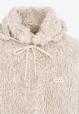 Logo-Patch Faux Fur Zip-Up Jacket