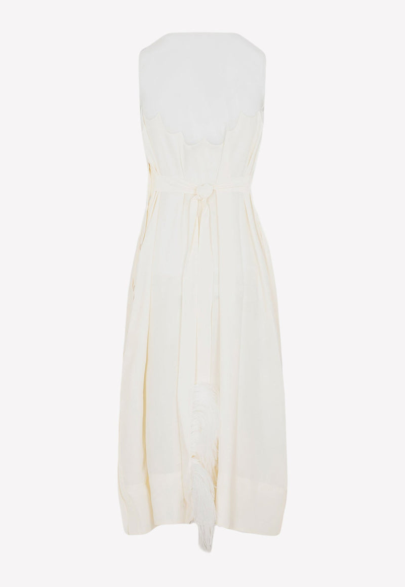Pearl-Embellished Sleeveless Midi Dress
