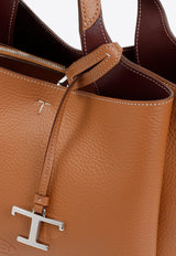 Mini T-Logo Leather Tote Bag