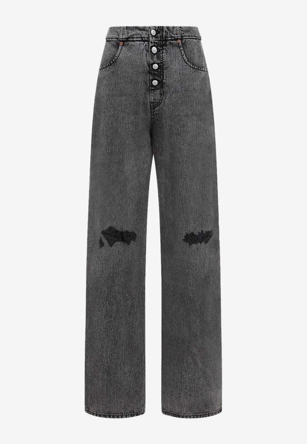 Distressed Straight Jeans