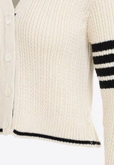 Cable knit Cropped V-Neck Cardigan