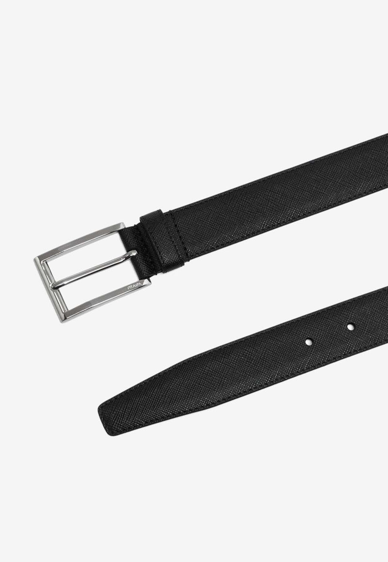 Saffiano Leather Buckle Belt