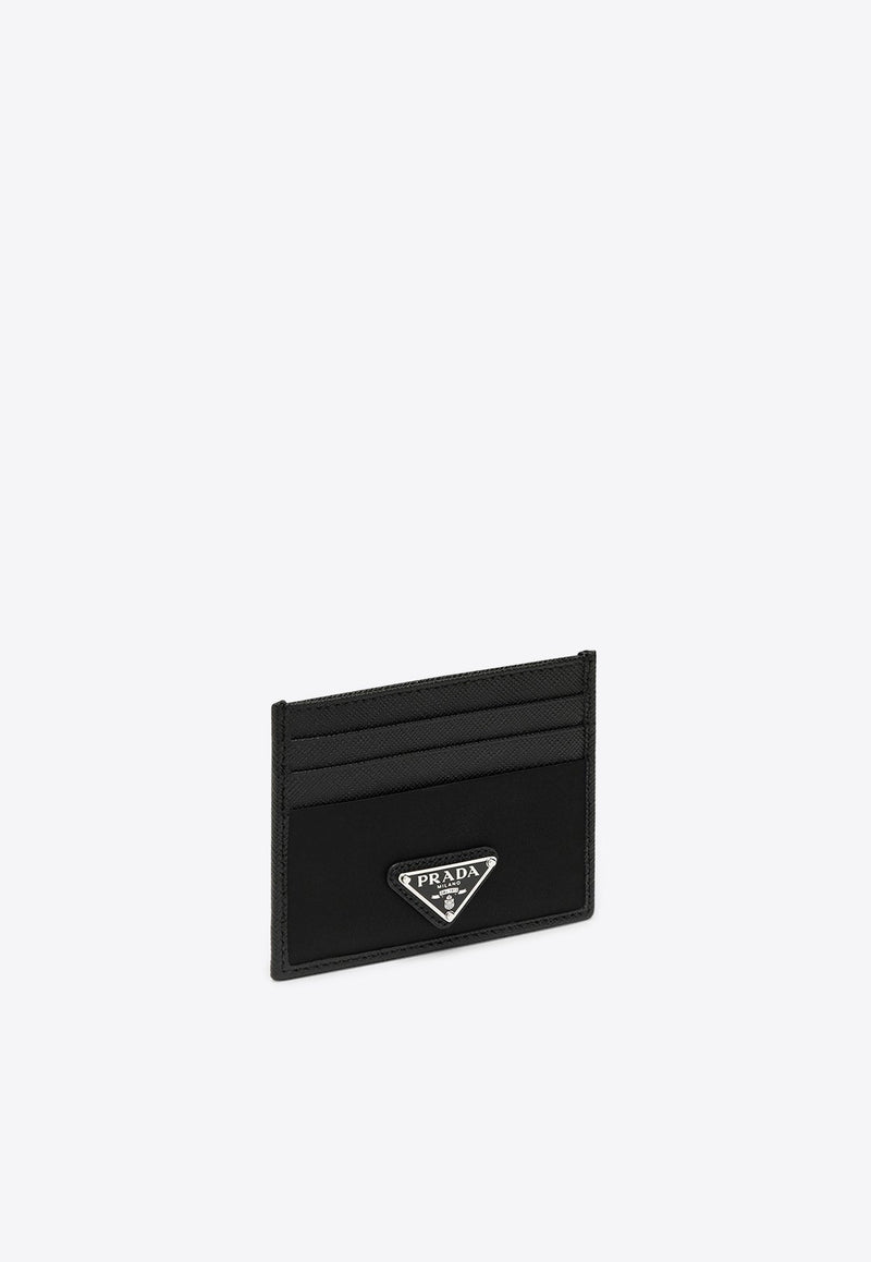 Triangle Logo Saffiano Leather Cardholder