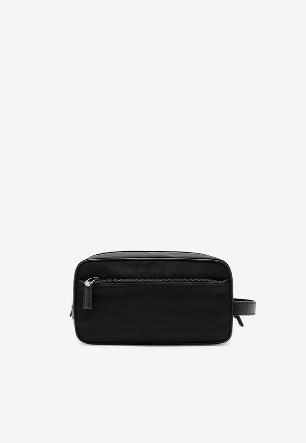 Re-Nylon and Leather Pouch Bag