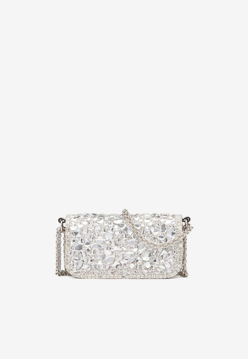 Small Crystal-Embellished VLogo Shoulder Bag