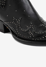 Debbie Studded Leather Ankle Boots