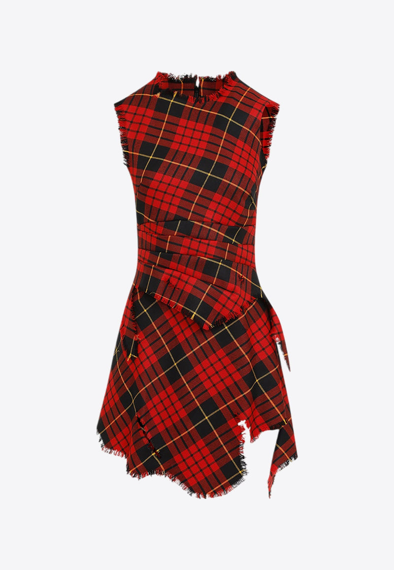 Distressed Tartan Mini Dress