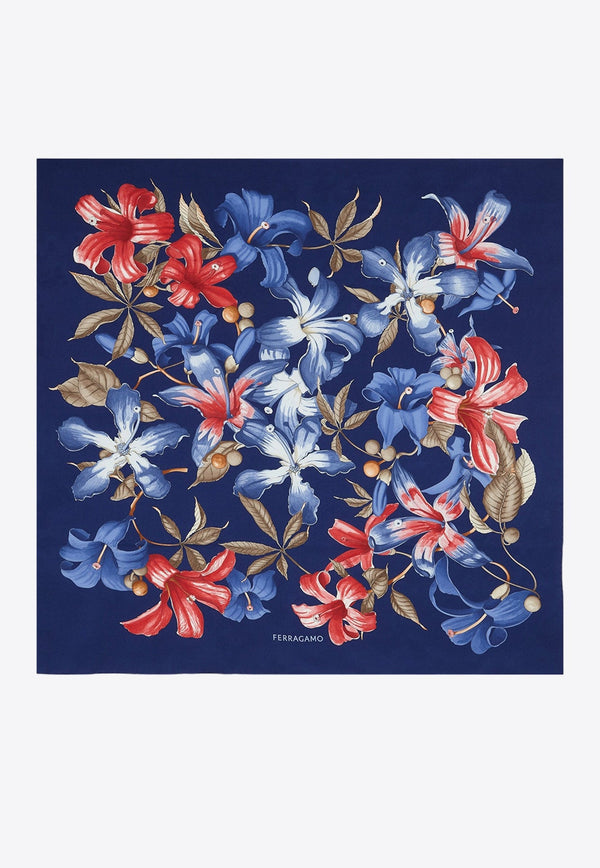 Hibiscus Print Silk Foulard