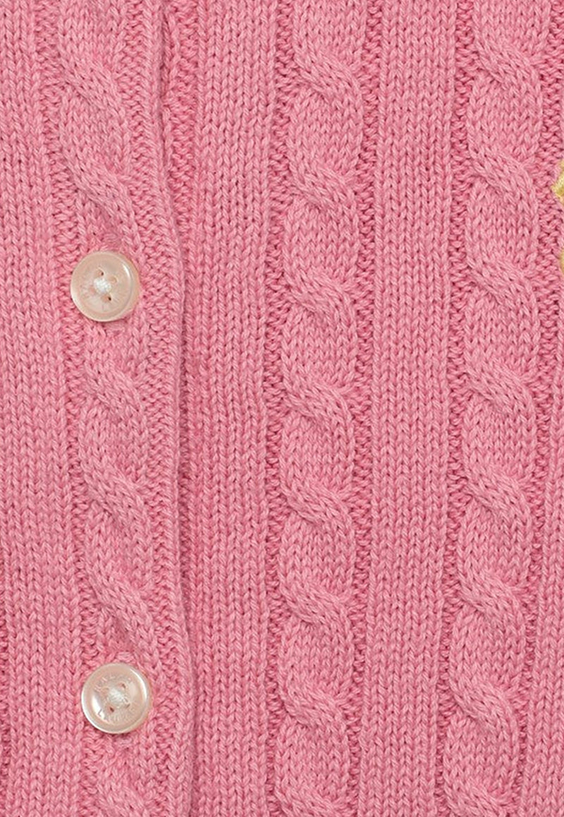 Baby Girls Cable Knit Logo Cardigan