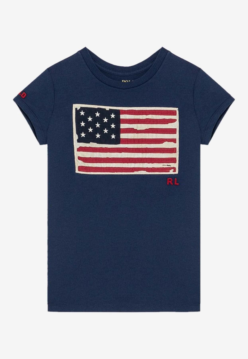 Boys Flag Appliqué Crewneck T-shirt