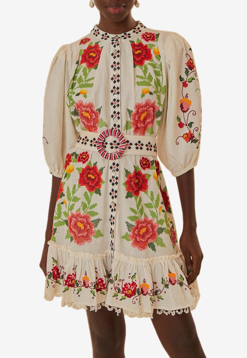 Floral Embroidered Mini Dress