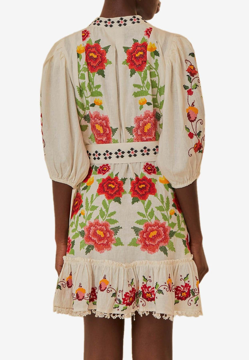 Floral Embroidered Mini Dress