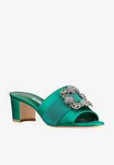 Martanew 50 Satin Mules with Crystal Buckle