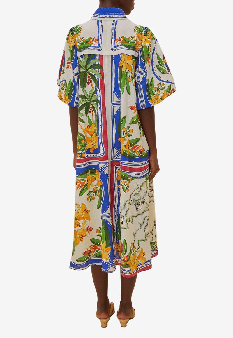 Tropical Destination Midi Shirt Dress