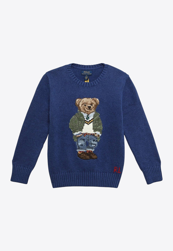 Boys Polo Bear Intarsia Knit Sweater