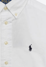 Boys Logo Embroidered Long-Sleeved Shirt