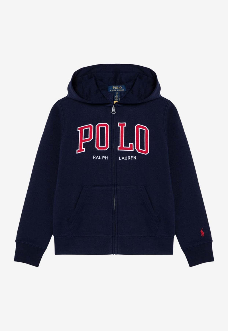 Boys Logo Patch Zip-Up Hoodie