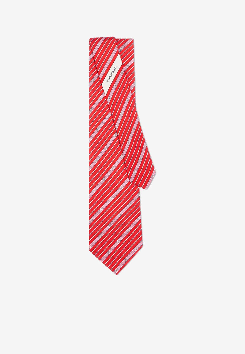 Striped Gancini Silk Tie