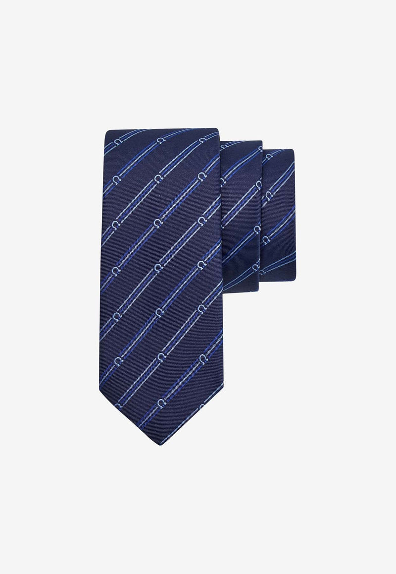 Striped Gancini Silk Tie