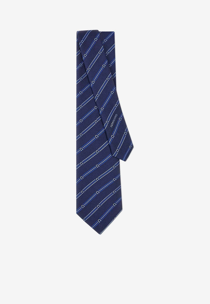 Striped Gancini Silk Tie