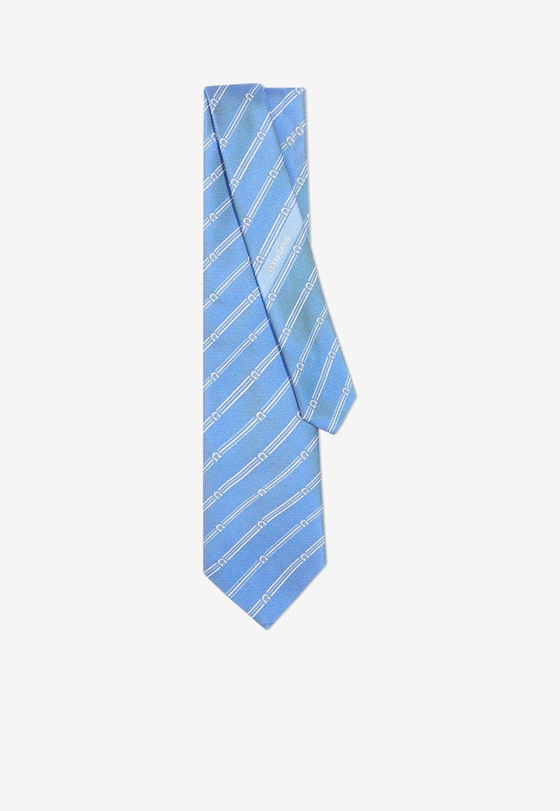 Striped Gancini Silk Tie