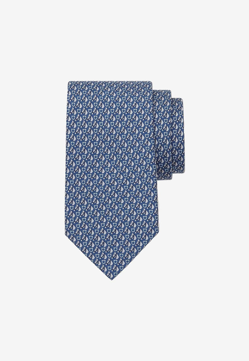 Equestrian Print Silk Tie