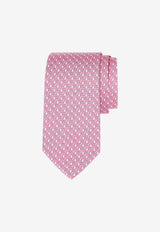 Equestrian Print Silk Tie