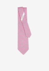 Equestrian Print Silk Tie