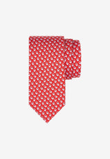 Gancini Love Print Silk Tie