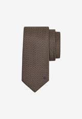 Gancini Embroidered Jacquard Silk Tie