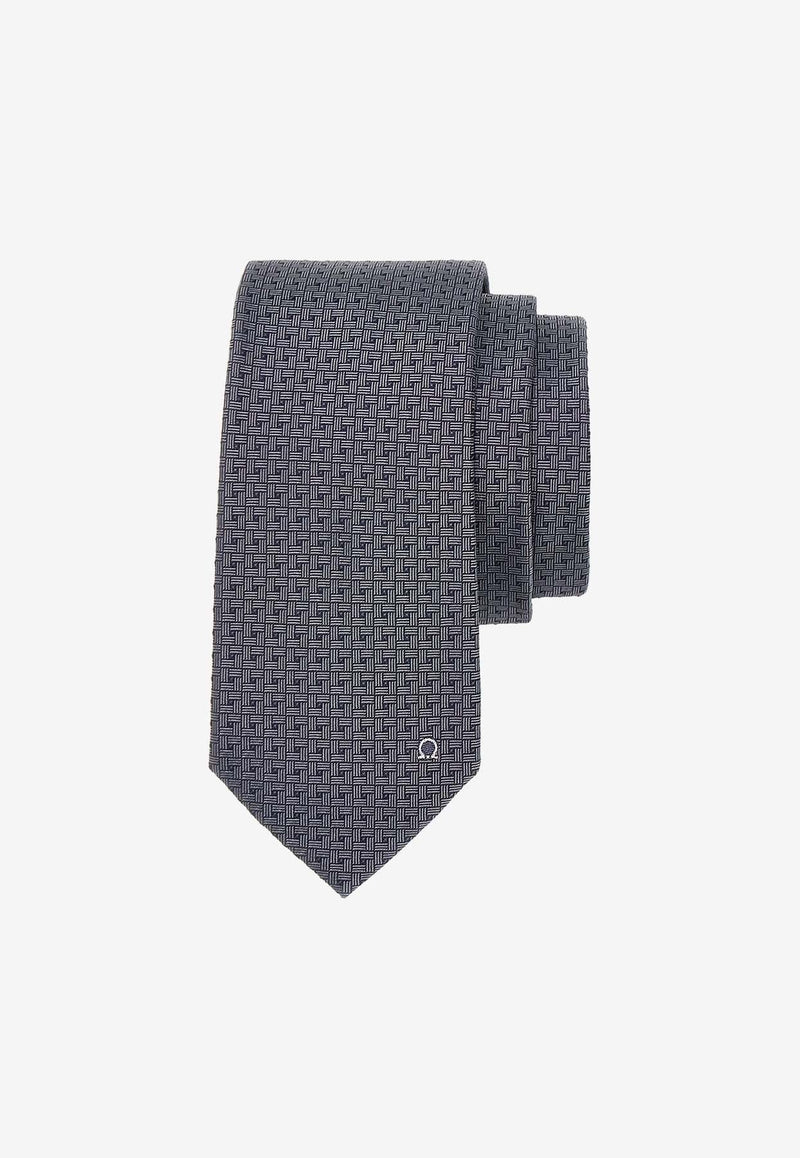 Gancini Embroidered Jacquard Silk Tie