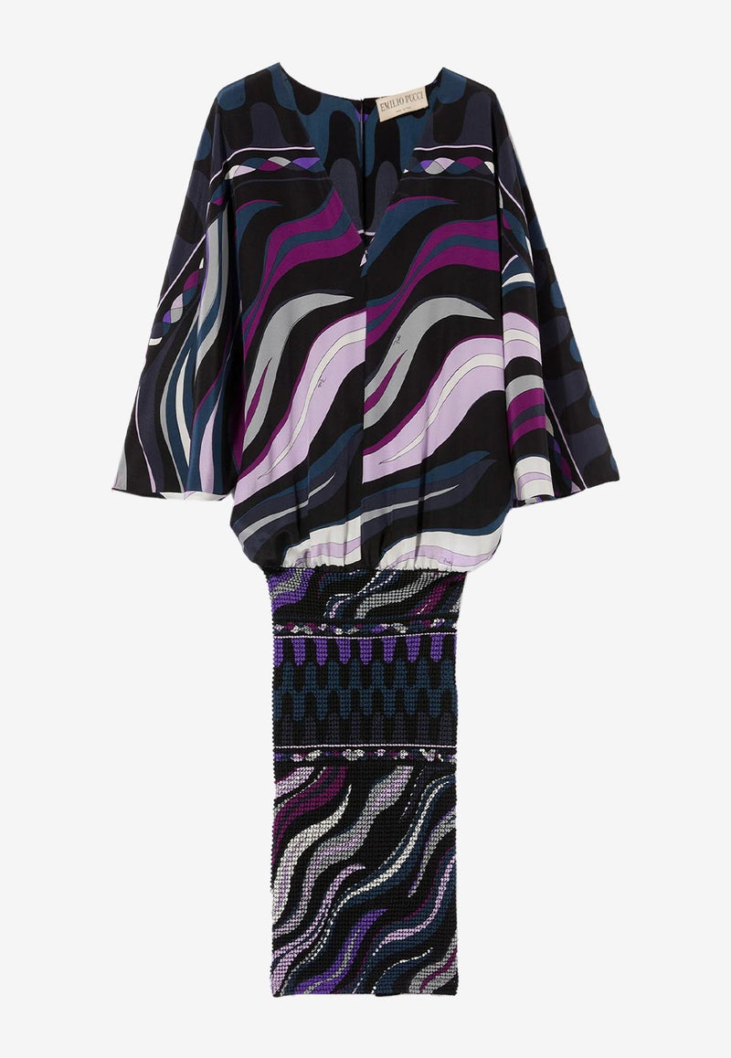 Fiamme Print Knee-Length Dress