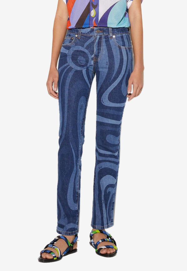 Marmo Print Slim-Leg Jeans