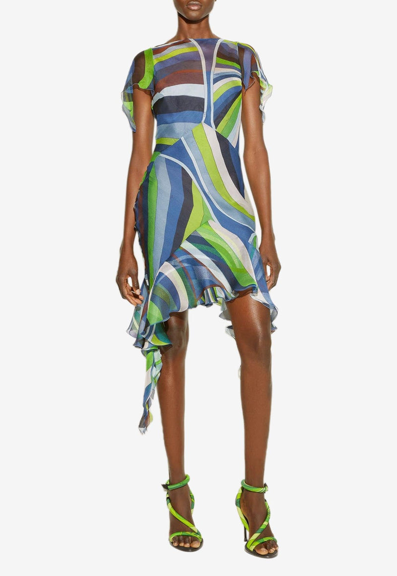 Iride Print Asymmetric Mini Dress