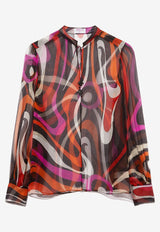 Marmo-Print Silk Blouse