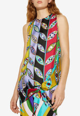 Girandole-Print Sleeveless Silk Top