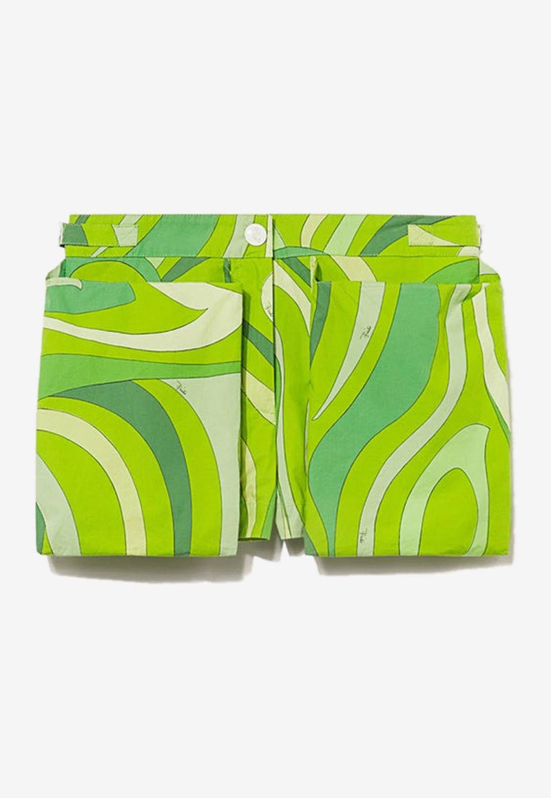 Marmo-Print Mini Shorts
