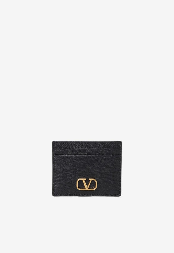 VLogo Cardholder in Grained Leather